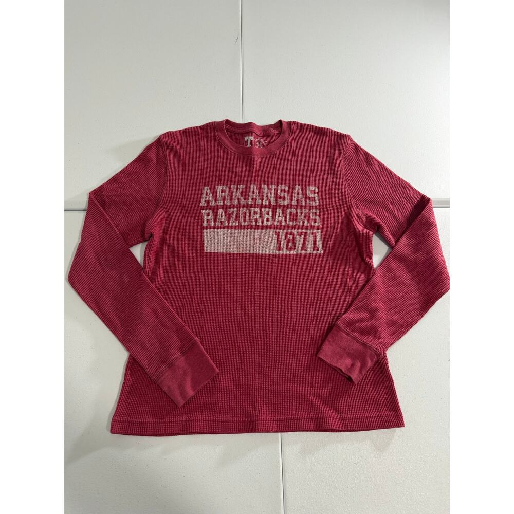 Arkansas Razorbacks 1871 Waffle Knit Thermal Long Sleeve Tee Mens Small Red